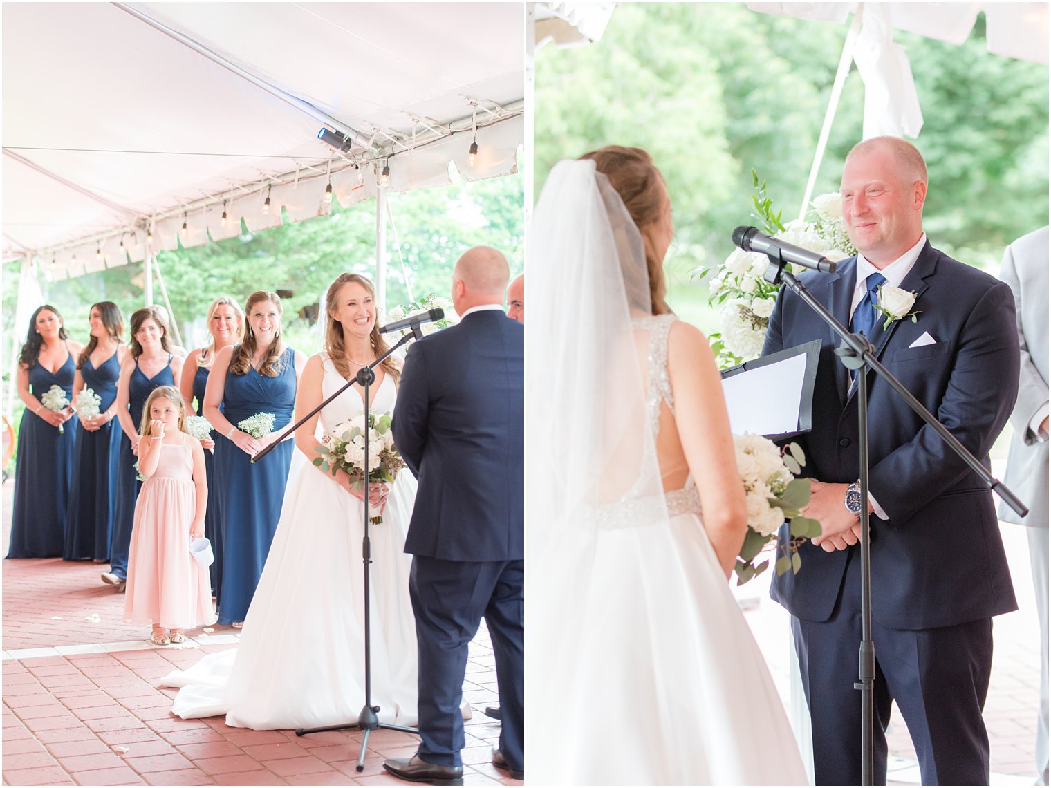 bride and groom exchange vows during NJ wedding ceremony at Forsgate Country Club