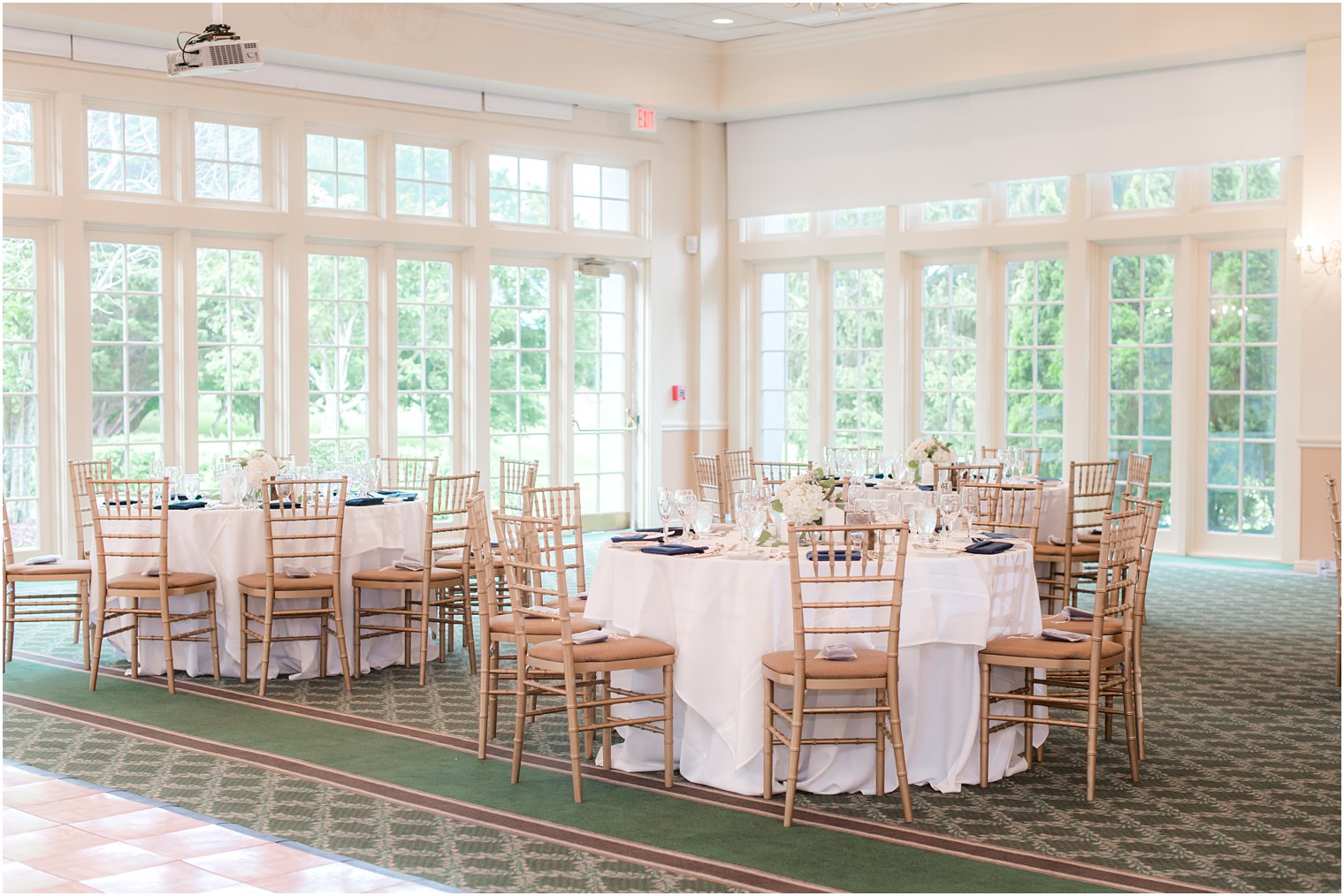 gold and navy details for Forsgate Country Club wedding reception
