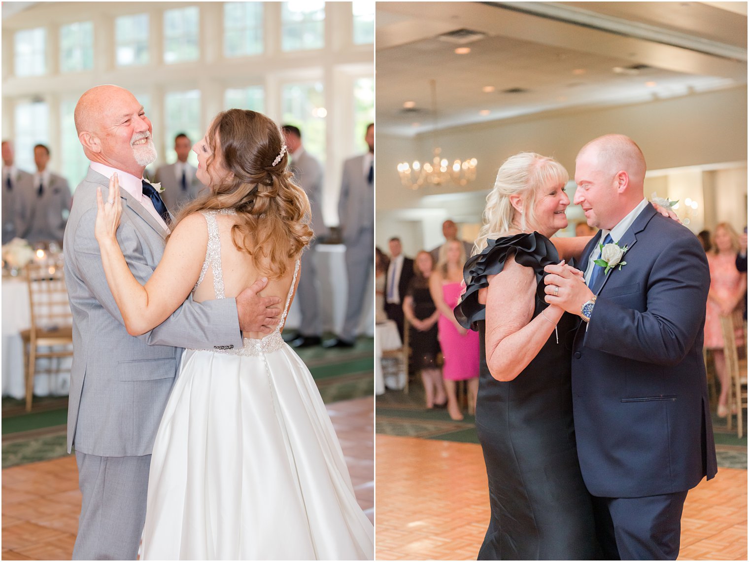 newlyweds dance with parents during Forsgate Country Club wedding reception