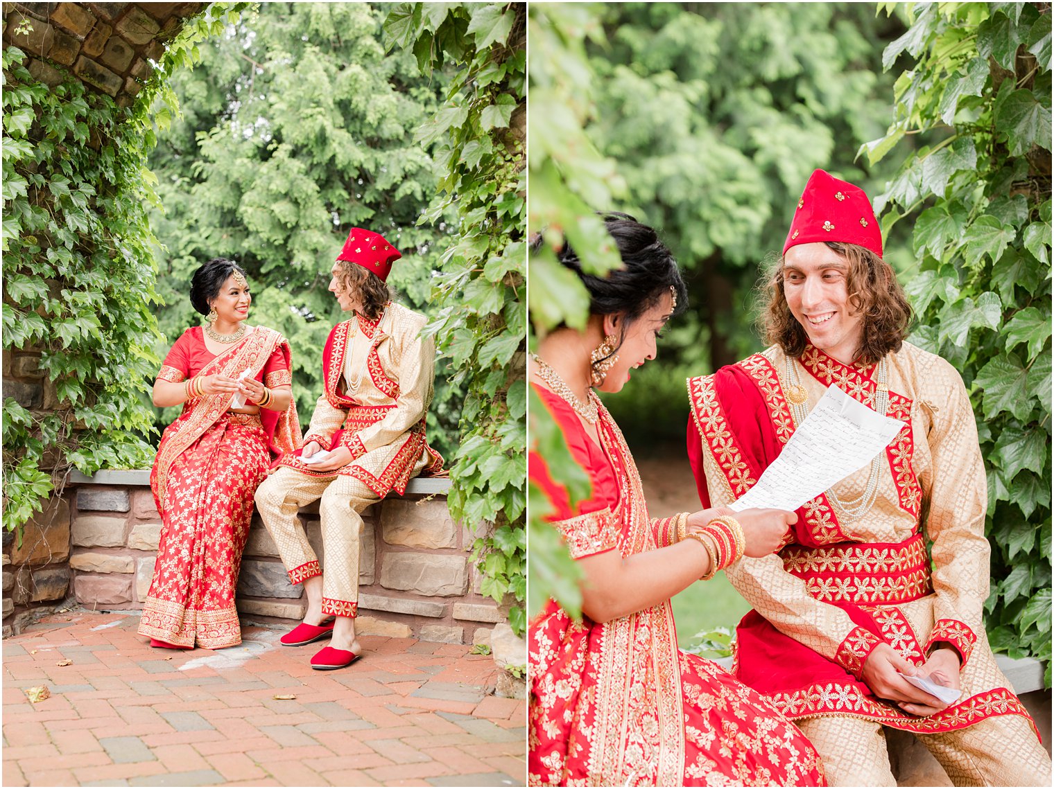 bride reads a letter to groom before NJ wedding ceremony 