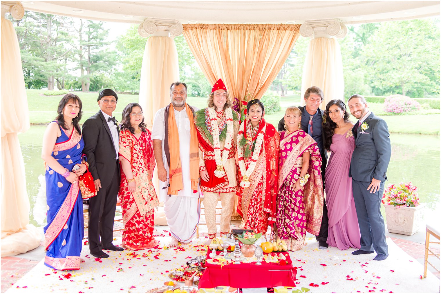 family pose together after traditional Indian wedding at the Ashford Estate