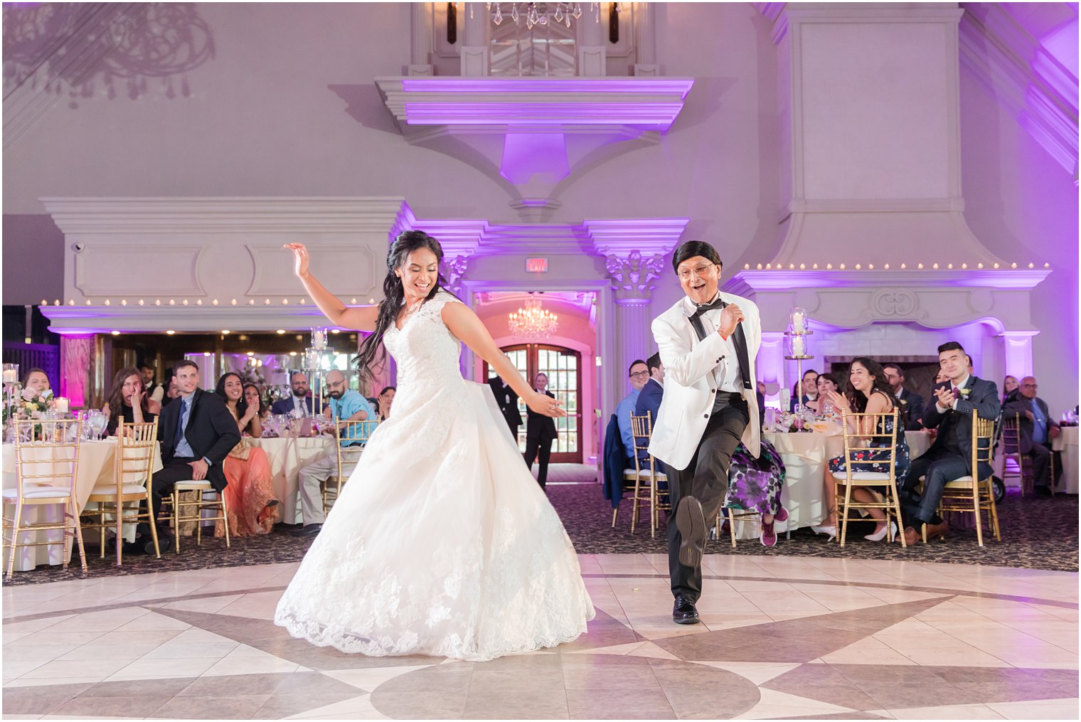 bride and father dance together during NJ wedding reception 