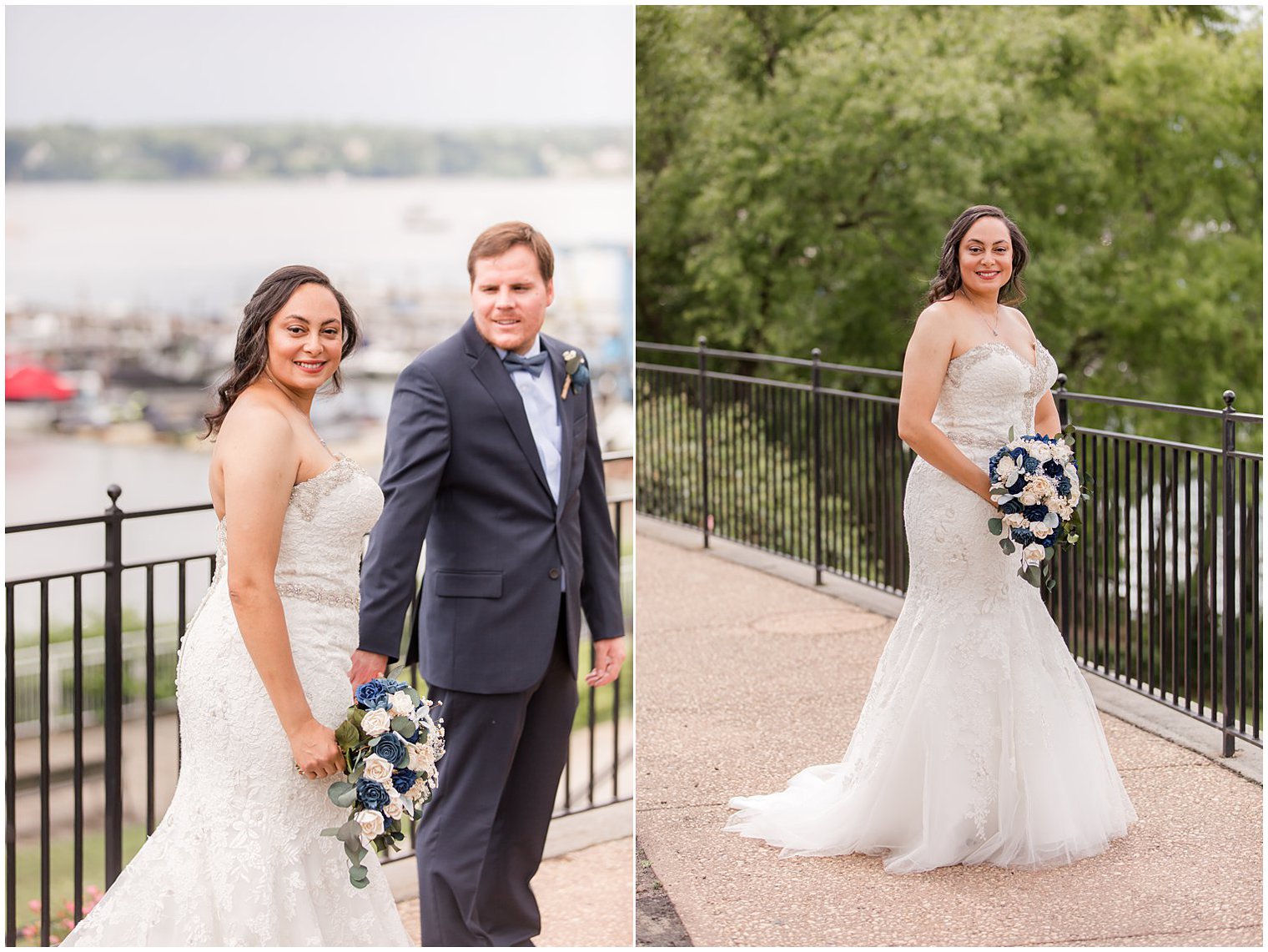 summer Red Bank, NJ wedding for couple with blue and white details 