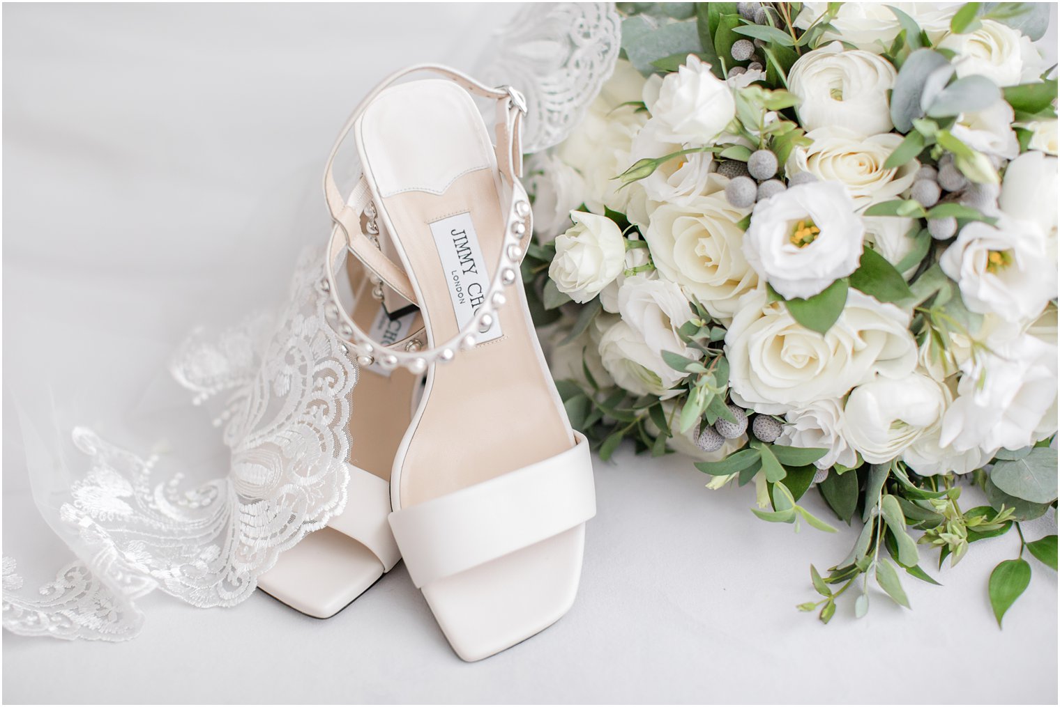 bride's ivory Jimmy Choo shoes for NJ wedding day