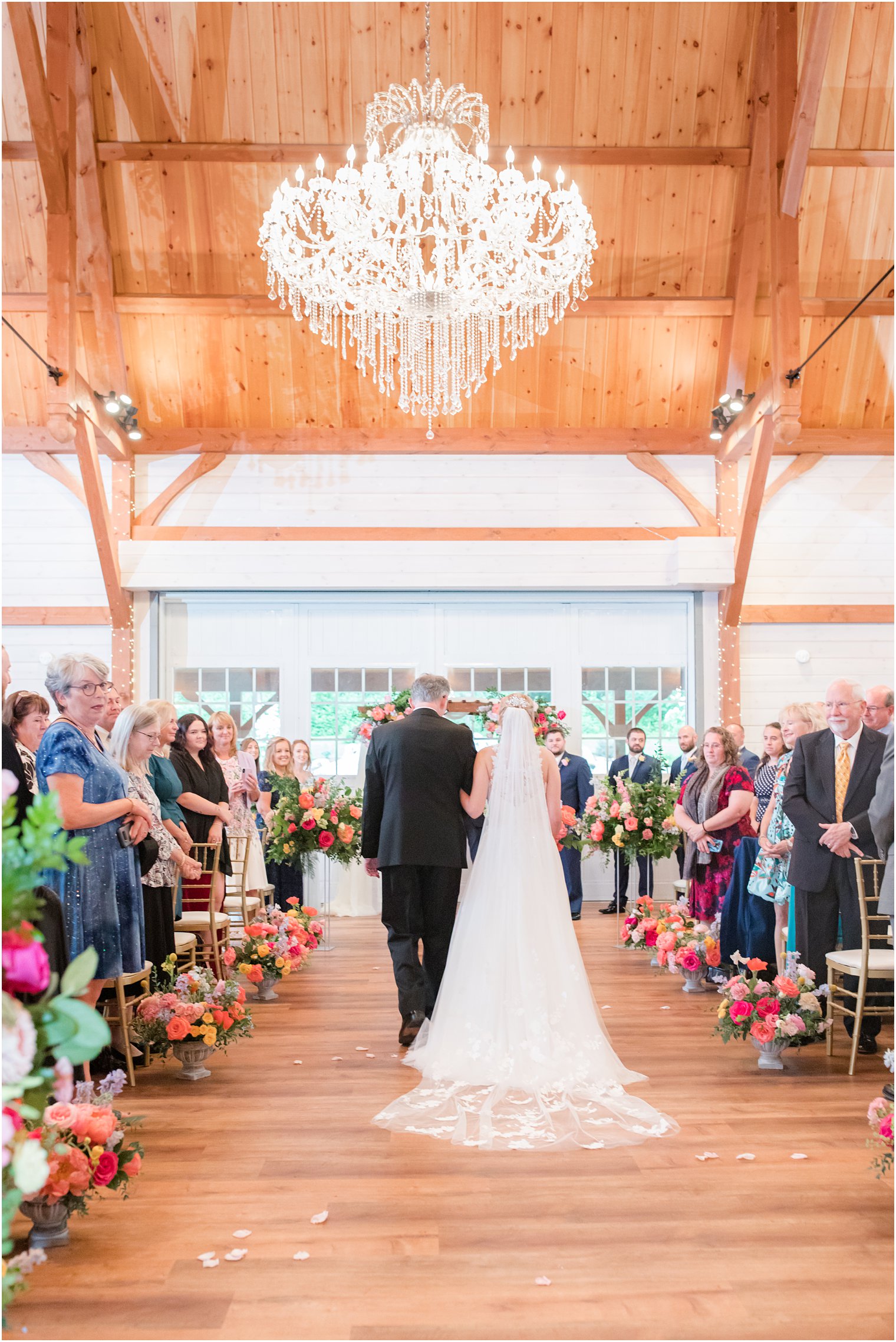 bride walks down aisle in Berryville VA barn 