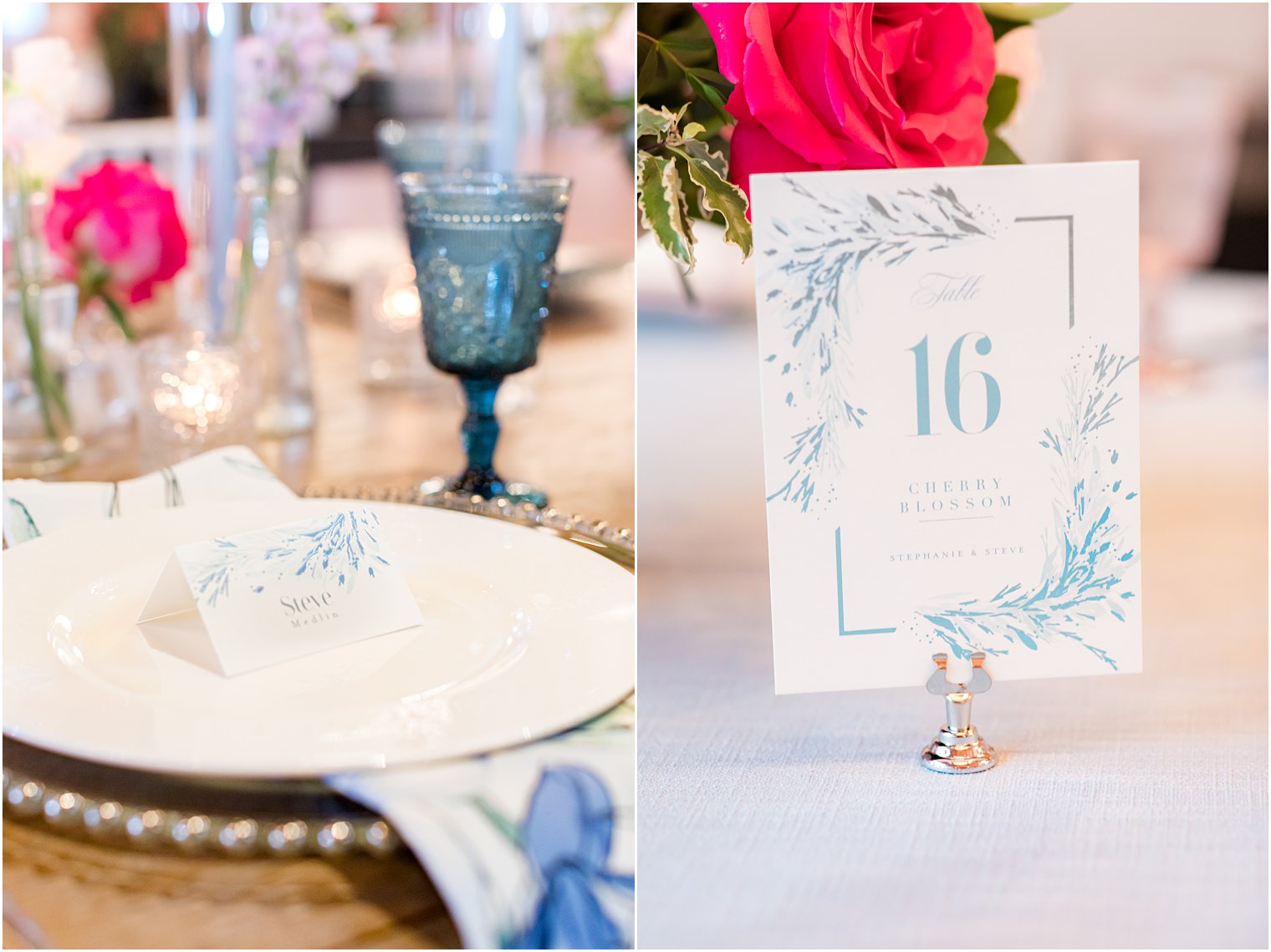 table numbers with light blue details 