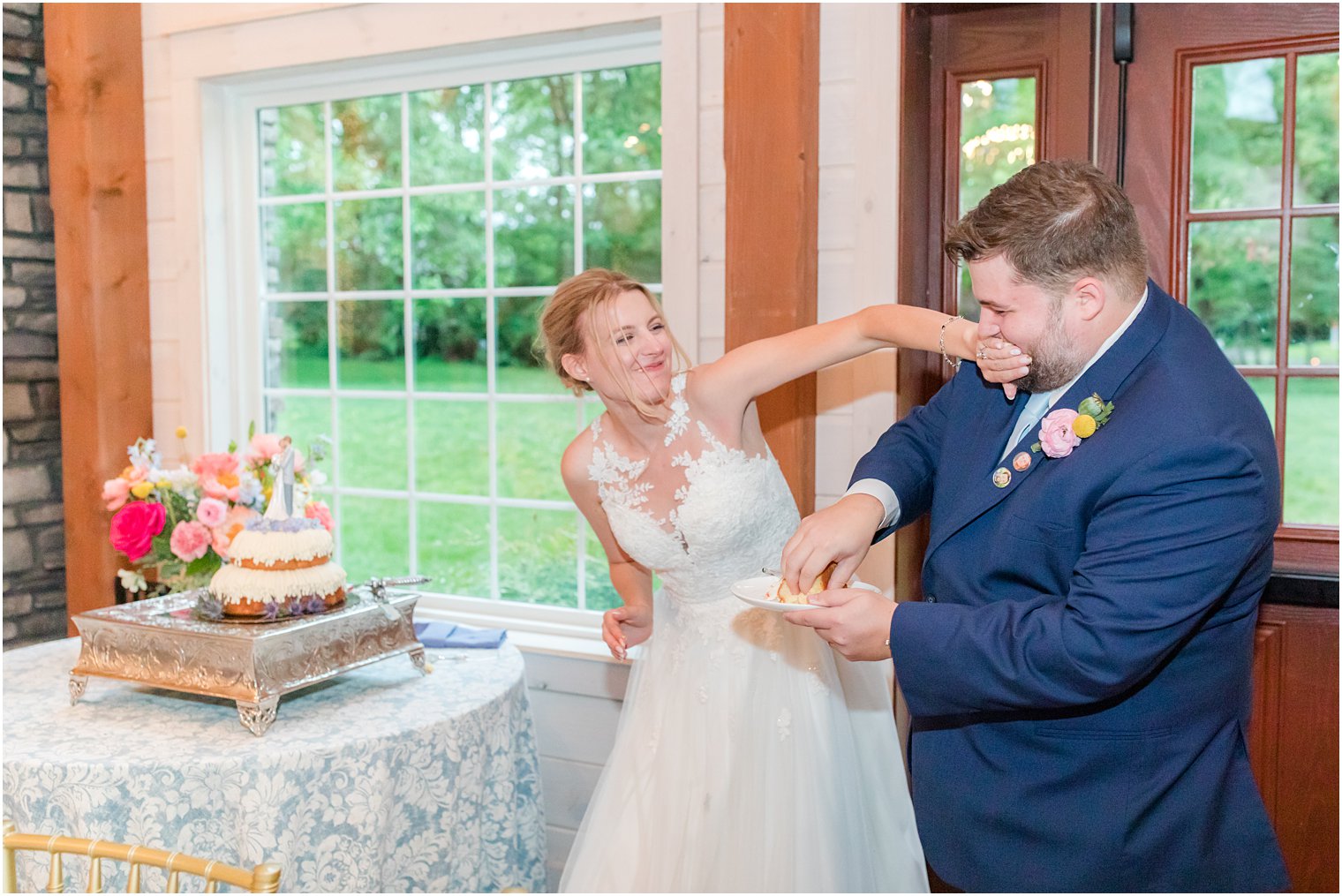 bride smashes cake in groom's mouth in Berryville VA