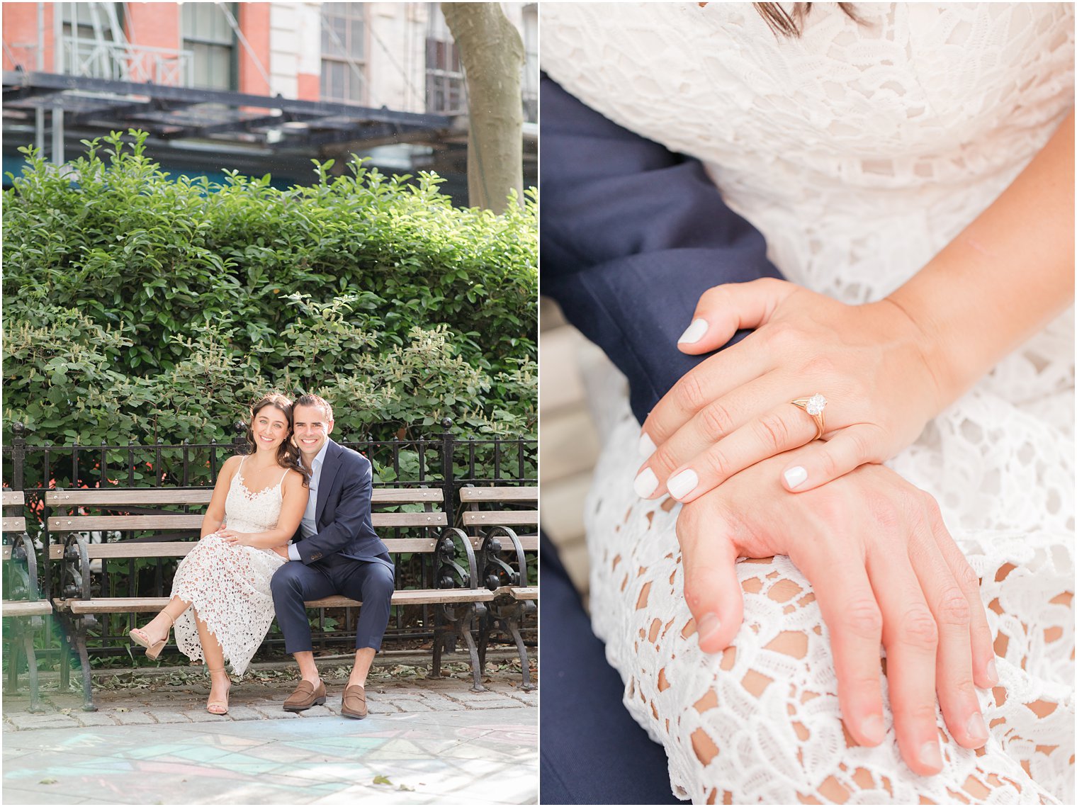 couple sitting in Duane Park in Tribeca