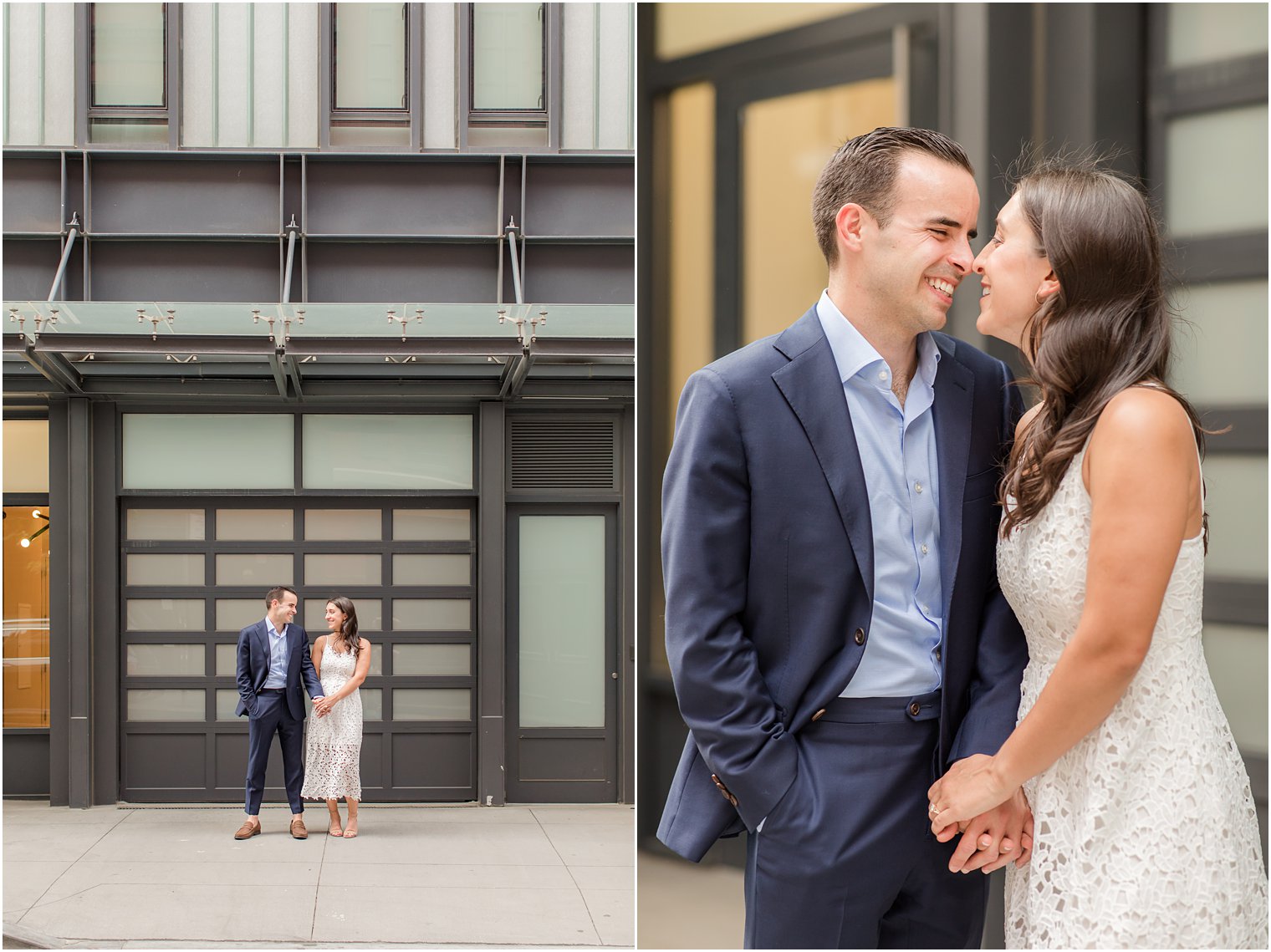 joyful engaged couple in Tribeca
