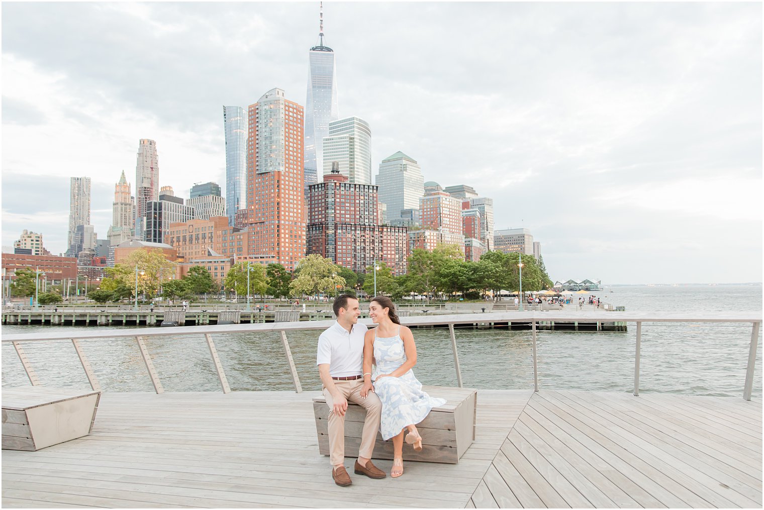 engaged couple in Tribeca on Pier 26