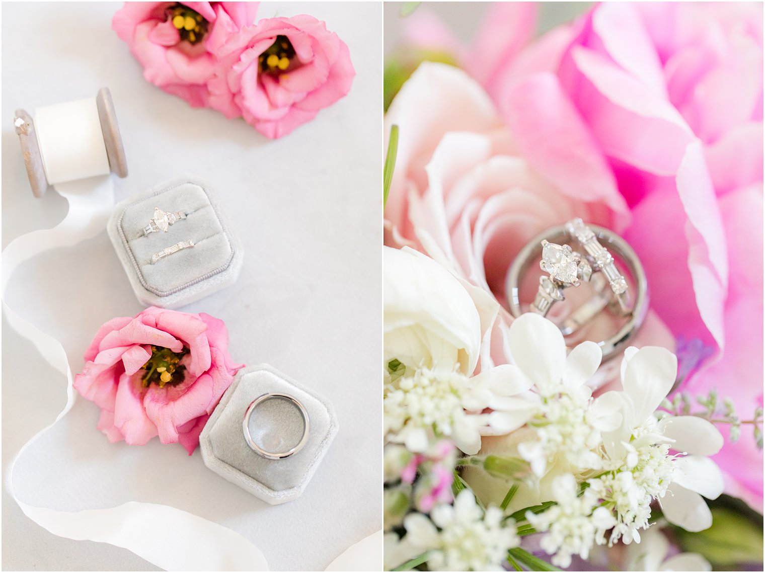 Wedding jewelry on florals by Bloomery Flower Studio. 