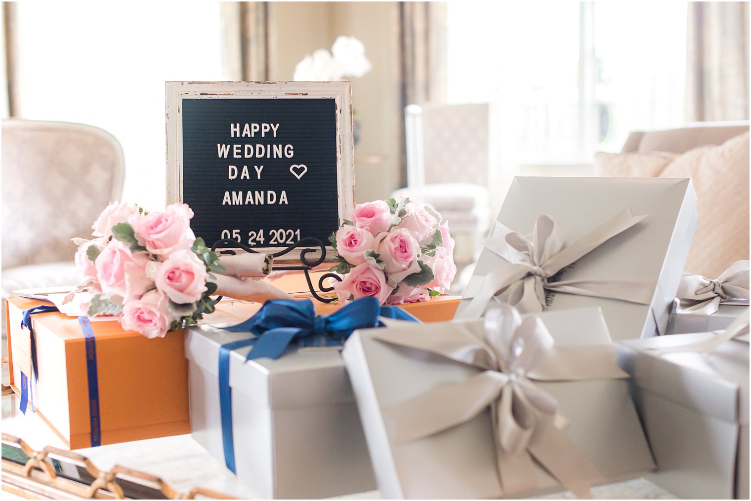 Gift opening on your wedding morning: a perfect photo opportunity for your wedding day shared by NJ wedding photographer Idalia Photography