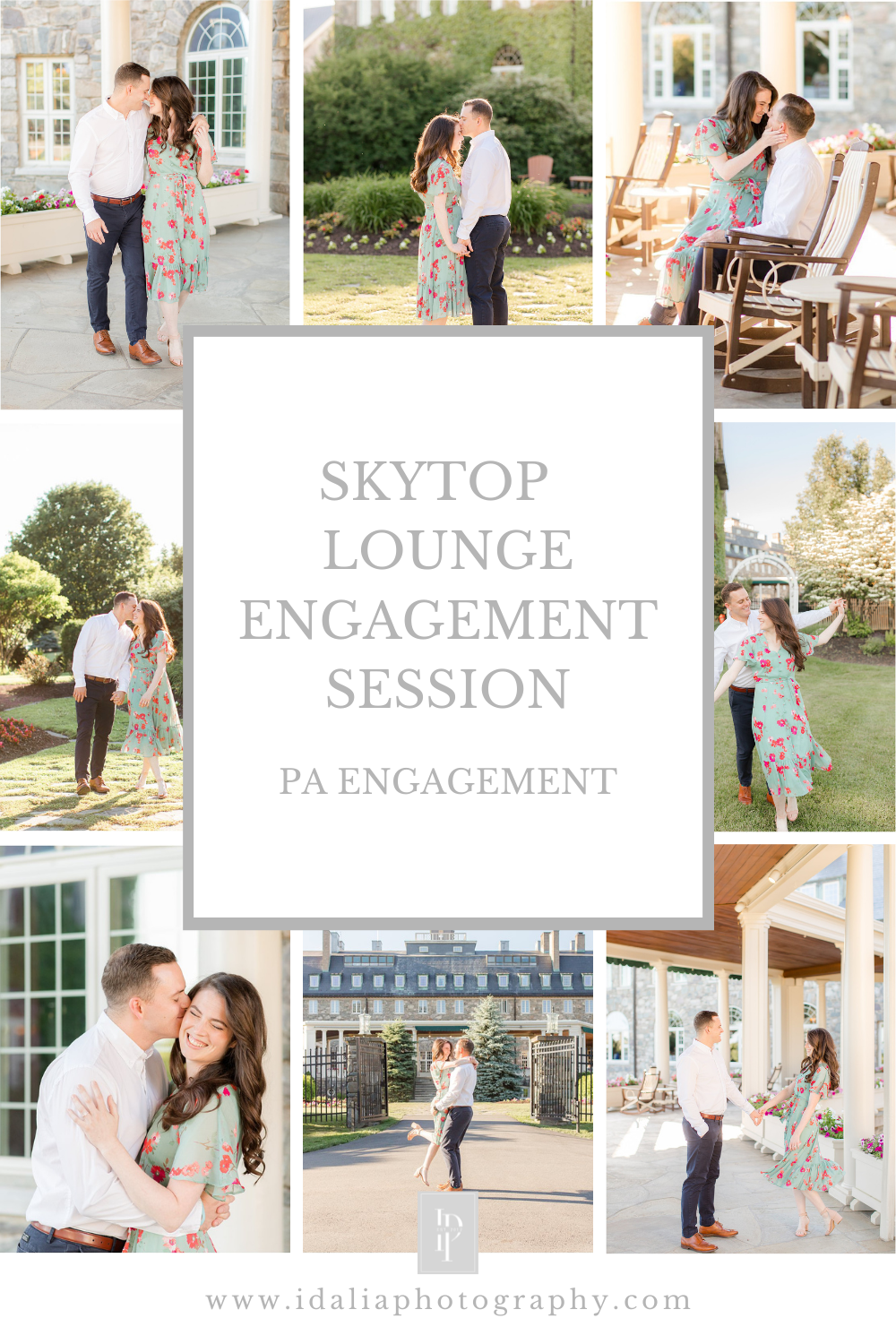 Skytop Lounge engagement portraits photographed by PA wedding photographer 
