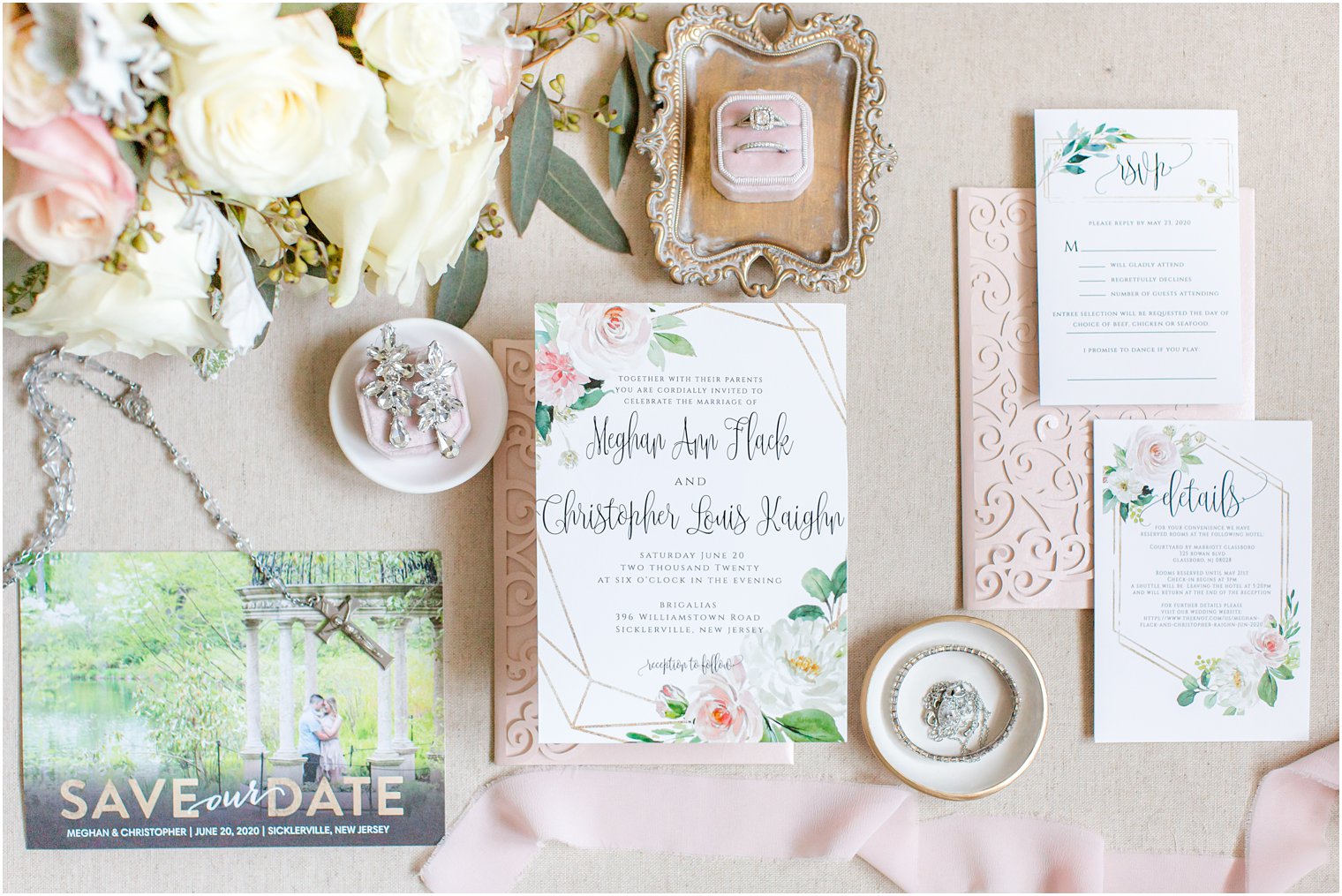 classic stationery for Brigalias wedding day 