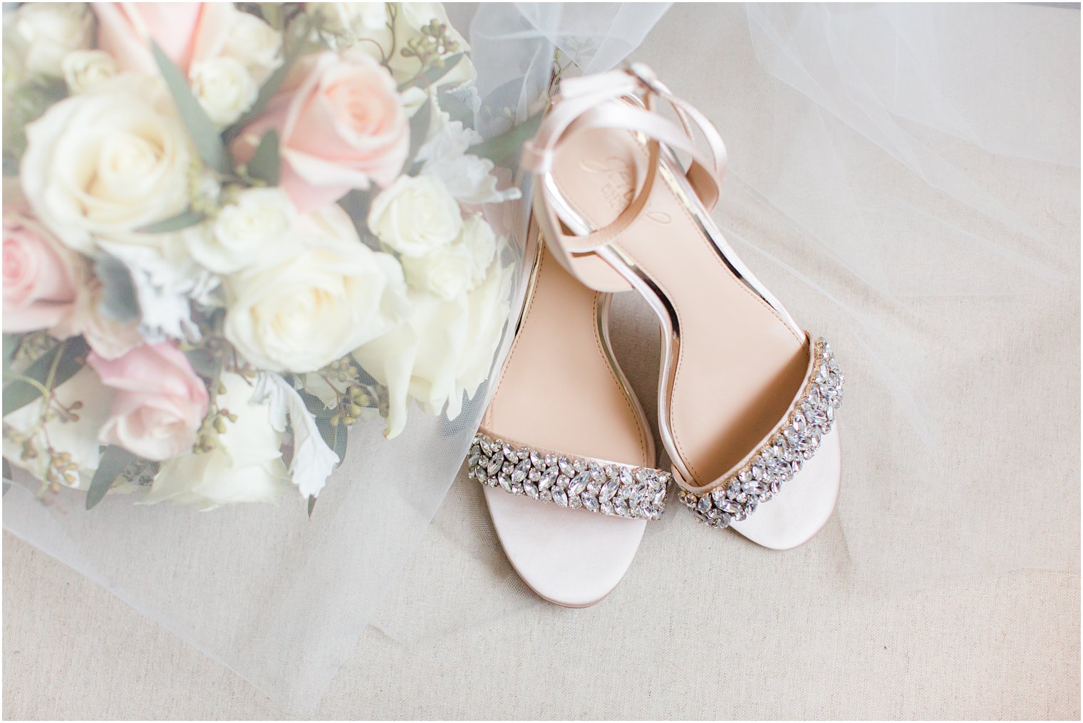 bride's shoes with jeweled strap for Brigalias wedding 