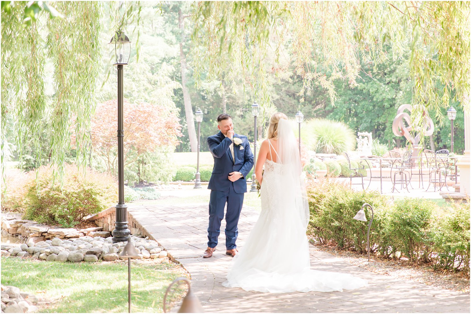 groom tears up during first look in New Jersey 