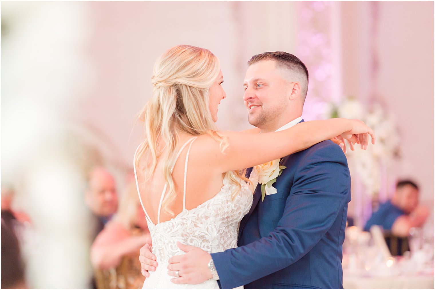 bride and groom have first dance in New Jersey wedding venue 