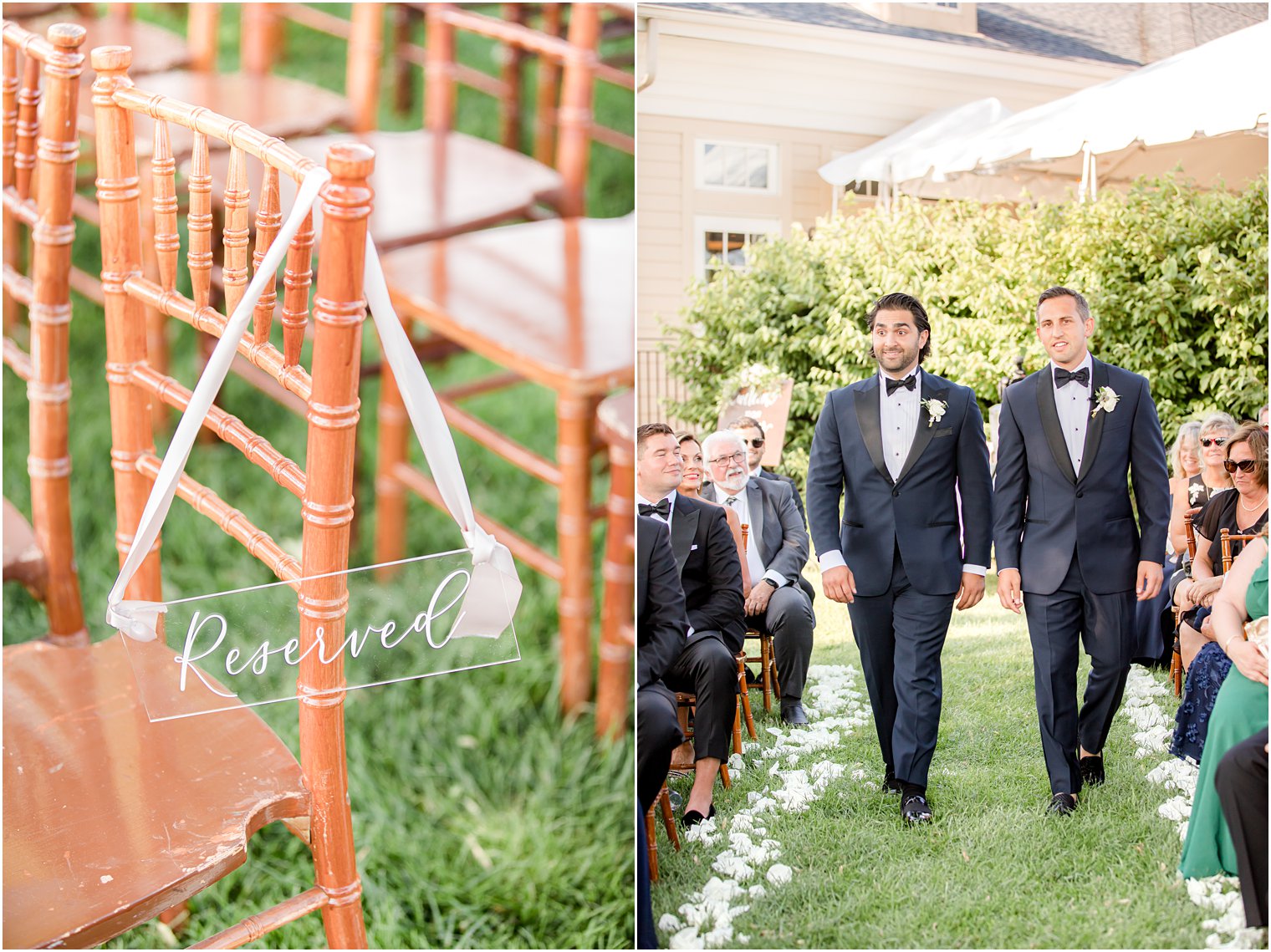 groom walks down aisle for ceremony in New Jersey