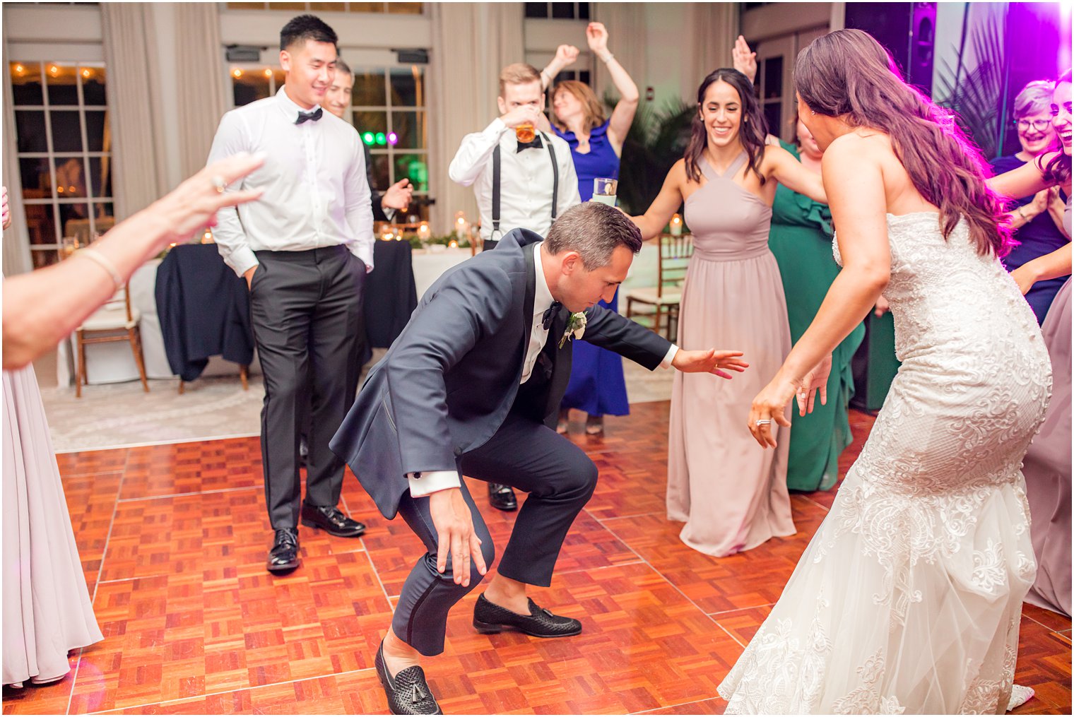 groom dances during NJ reception