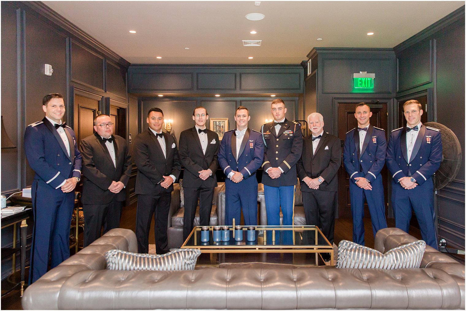 groom and groomsmen pose before NJ wedding day