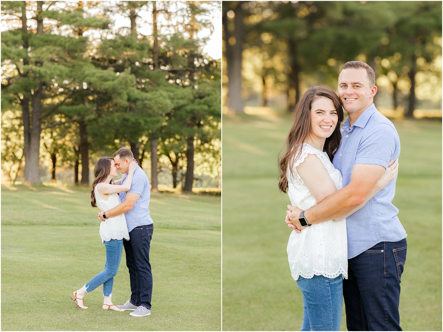 bride and groom hug in field during PA engagement portraits 