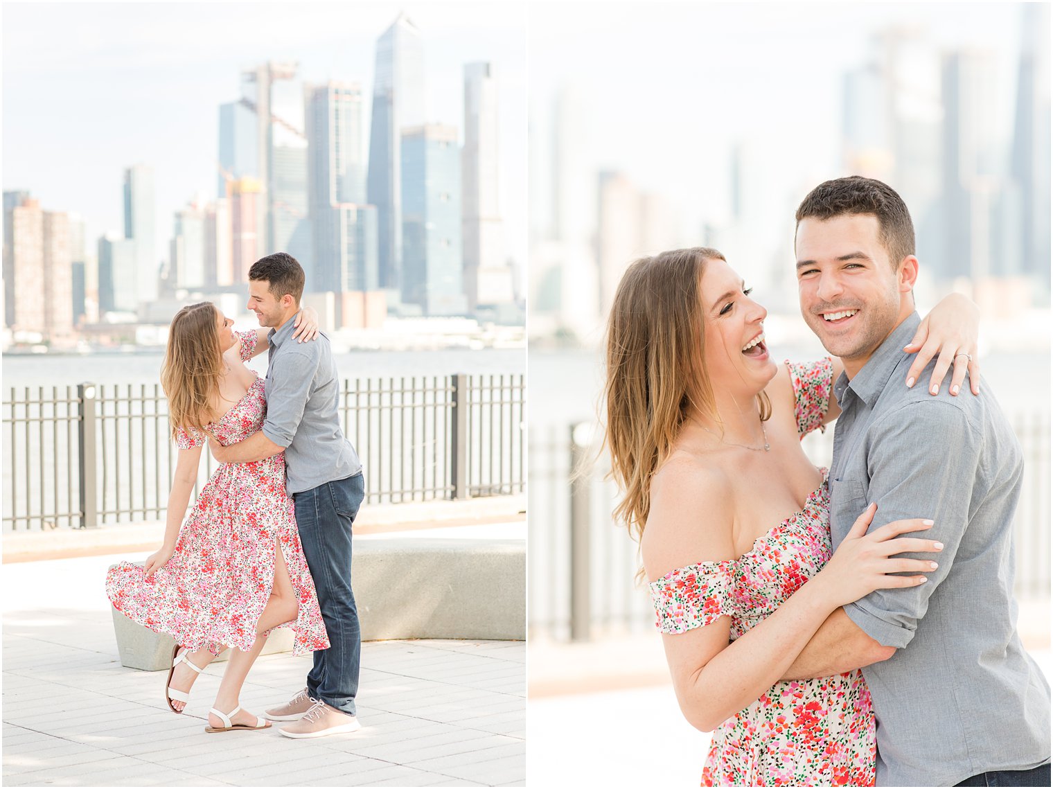 summertime engagement session along the NYC skyline in Weehawken NJ 