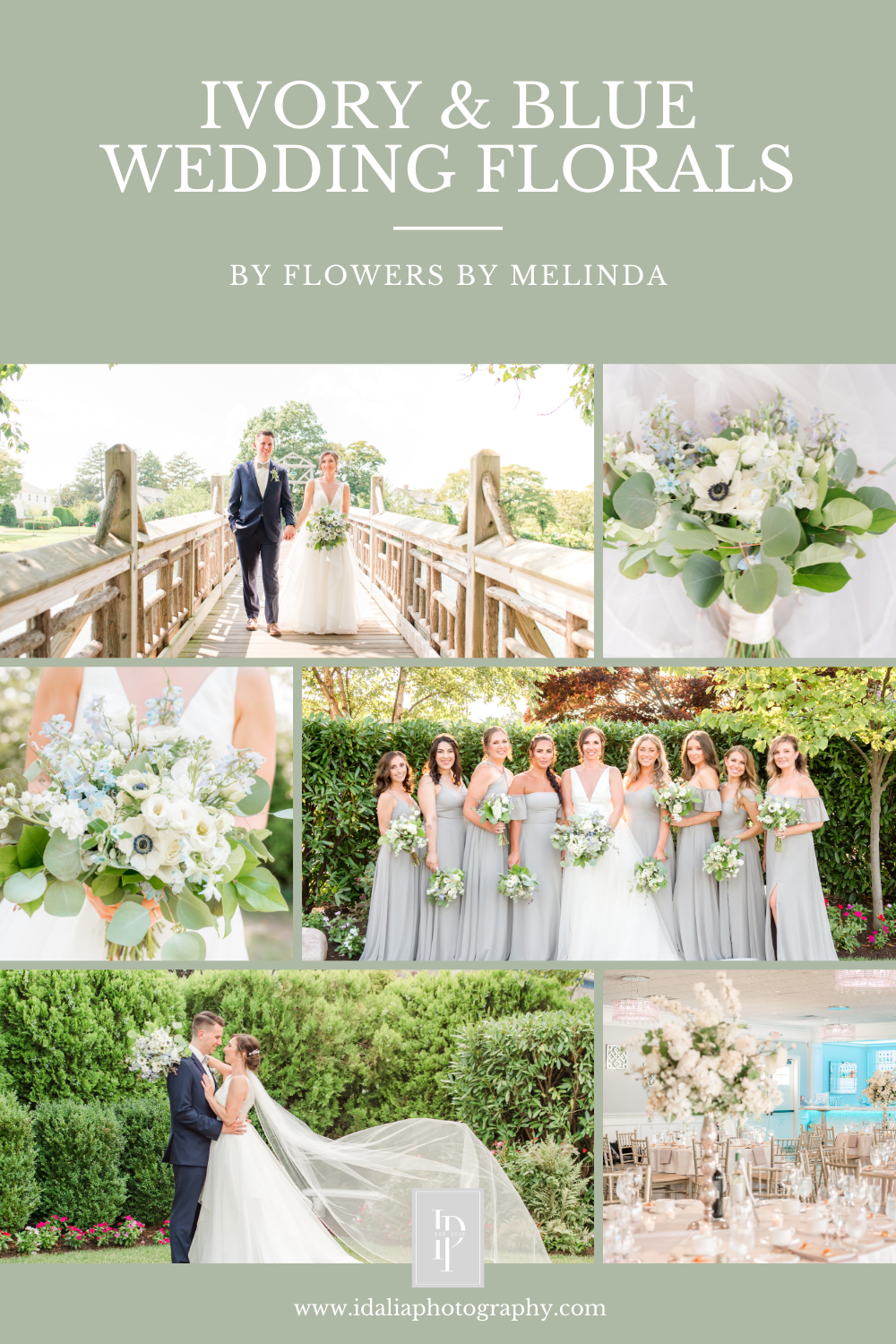 ivory and blue florals by Flowers by Melinda