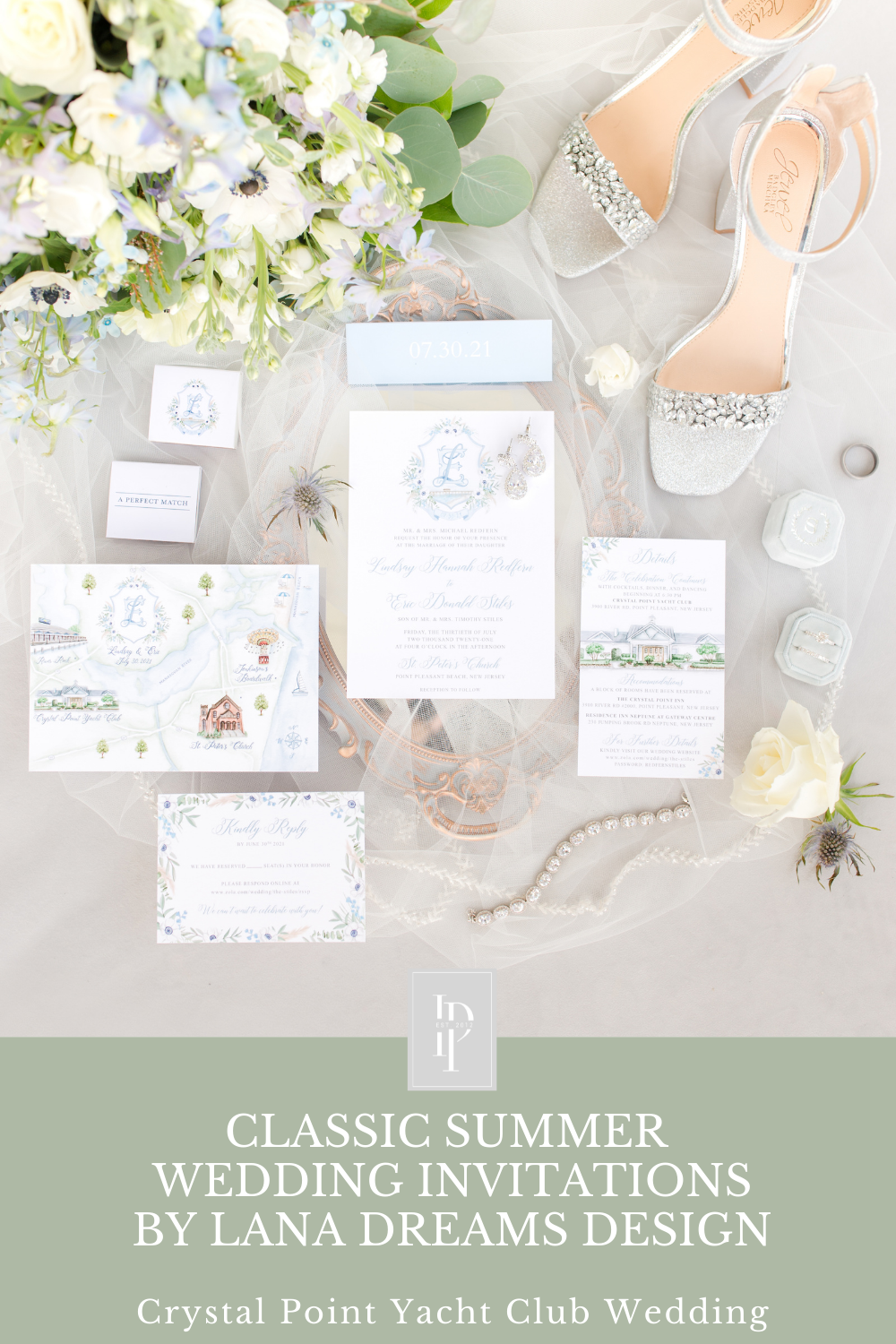 classic summer wedding invitations for NJ wedding