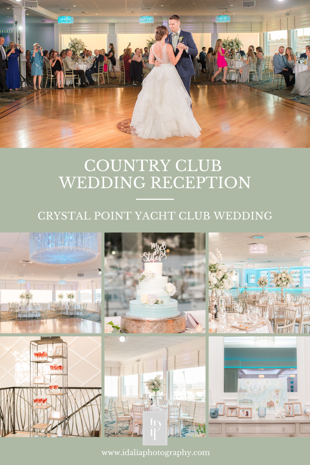 country club wedding reception at Crystal Point Yacht Club