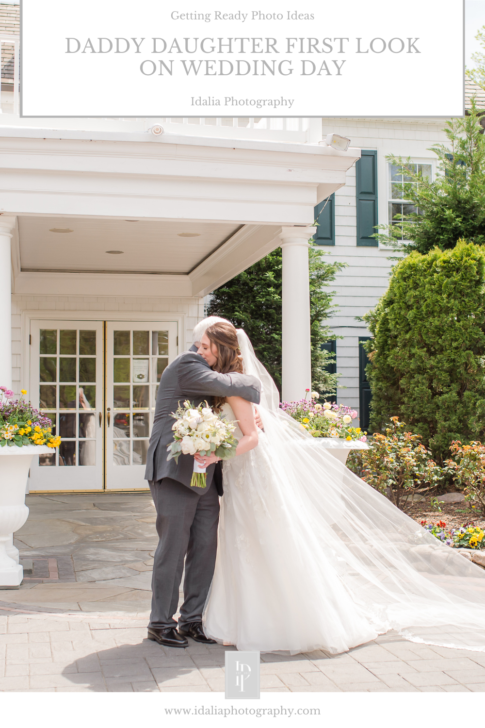 Daddy Daughter First Look: Getting Ready Photo Ideas for Wedding Day shared by New Jersey wedding photographer Idalia Photography