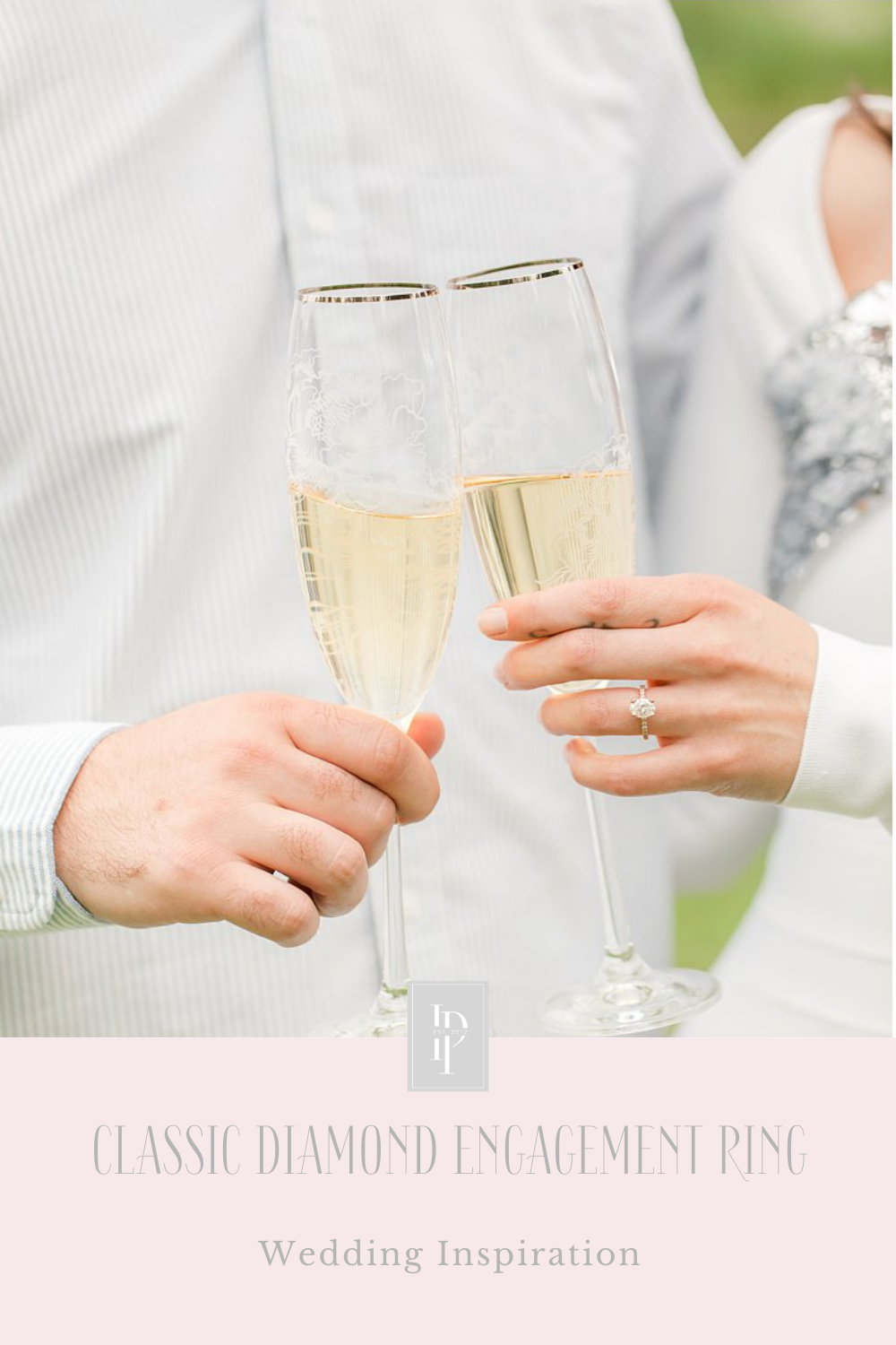 couple toasts champagne during Verona Park engagement session