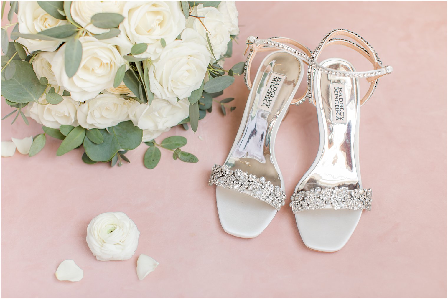 bride's Badgley Mischka shoes for NJ wedding day