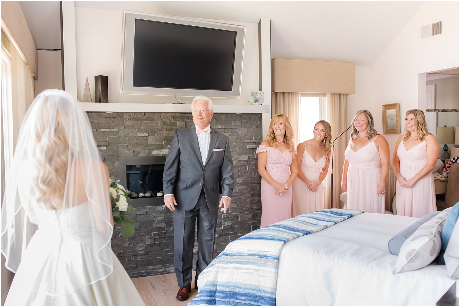 dad's first look with bride before NJ wedding day 