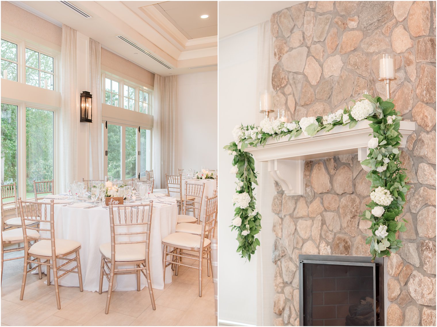 elegant ivory floral draped greenery at Indian Trail Club