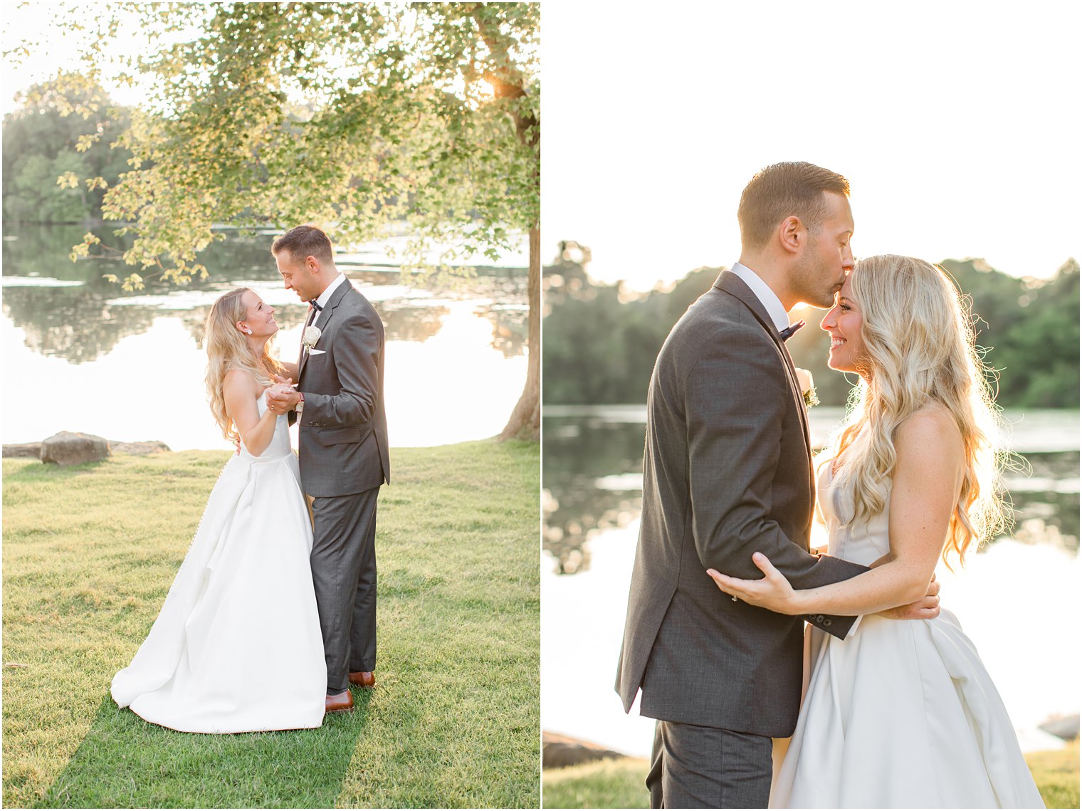 sunset wedding portraits of bride and groom at Indian Trail Club