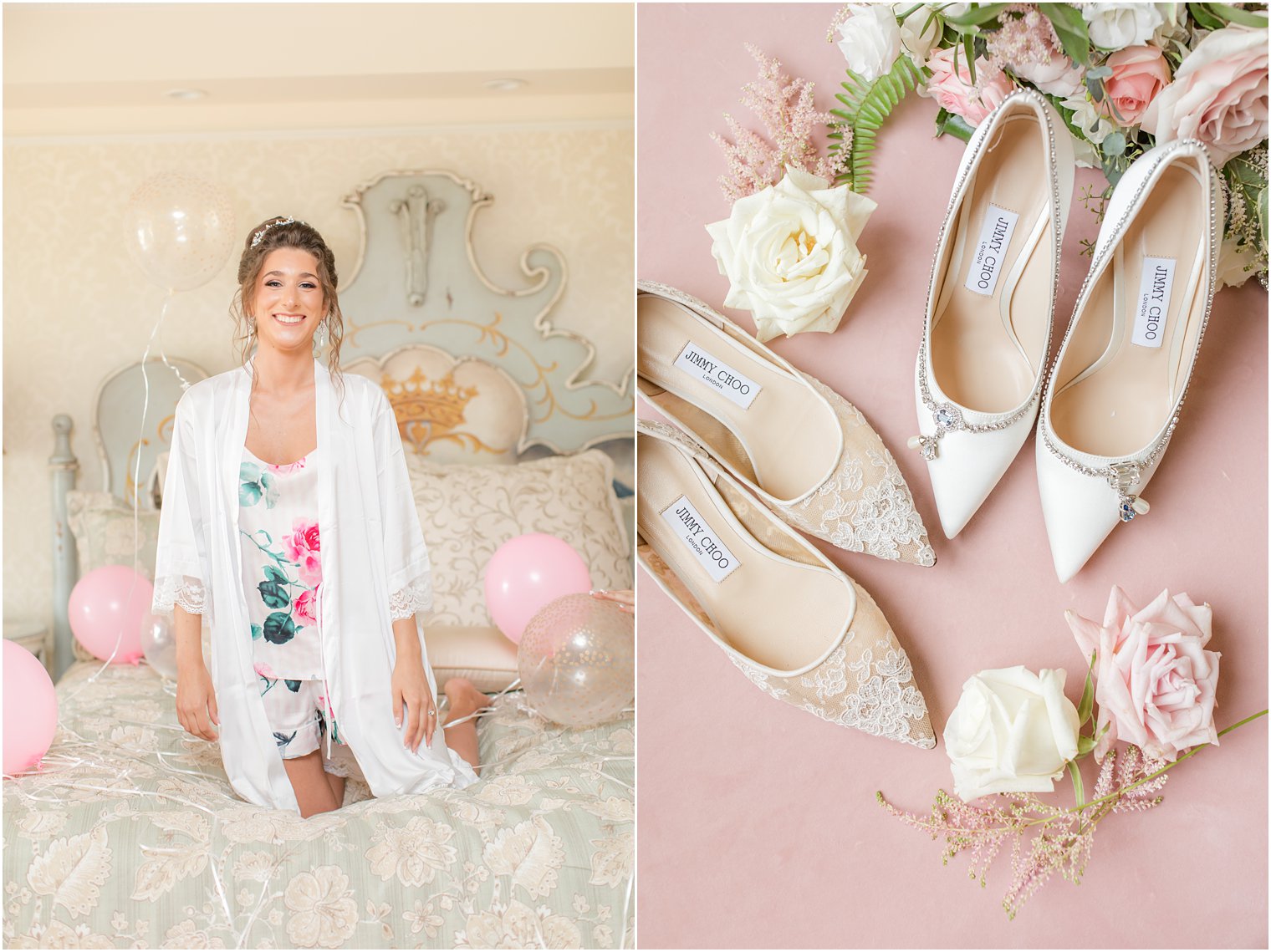 bride poses on bed in the bridal suite of the Ashford Estate