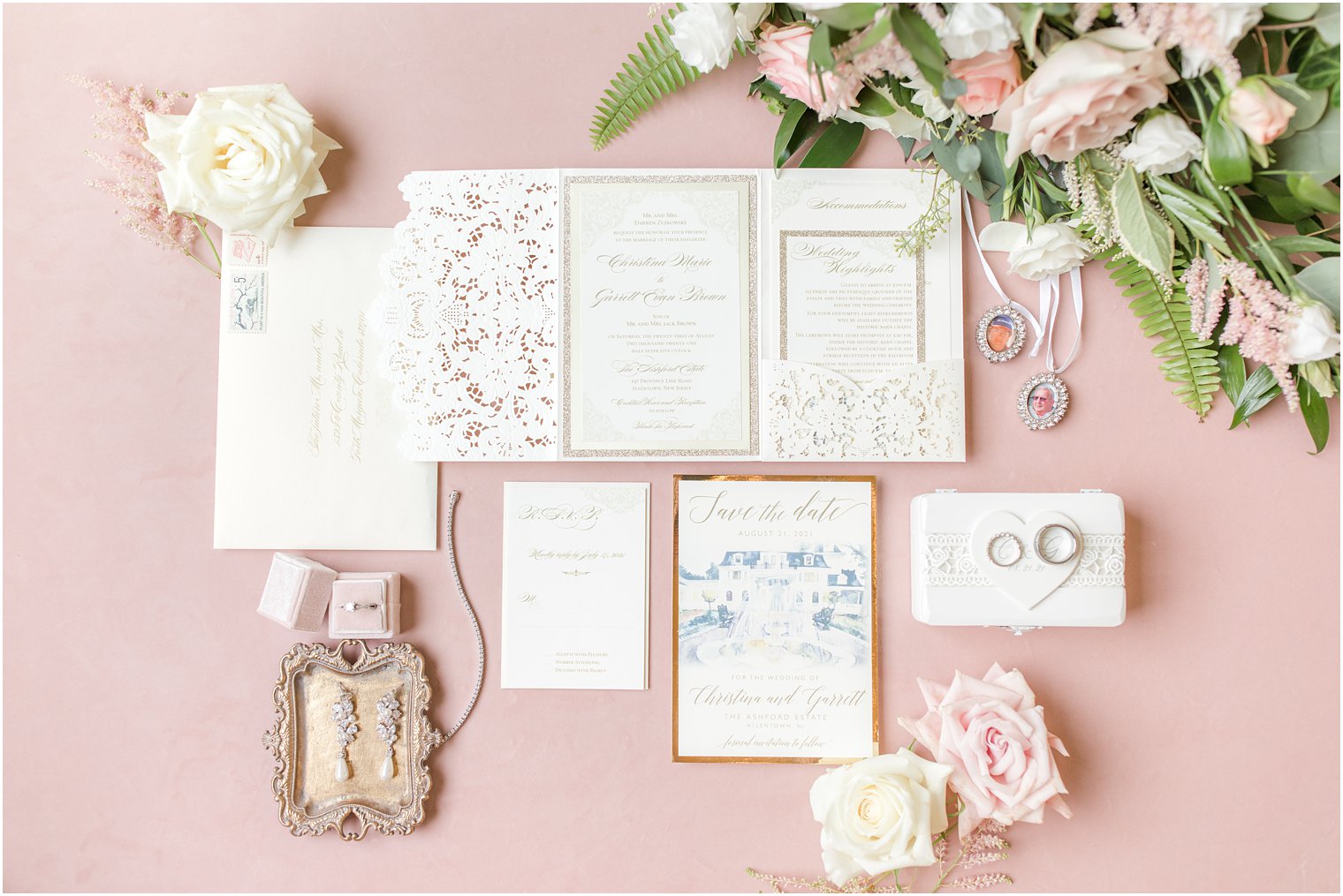 elegant wedding invitation suite for NJ celebration 