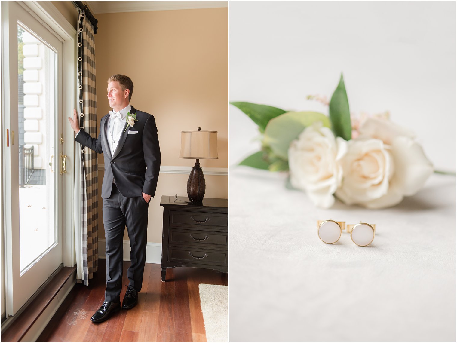 groom prepares for NJ wedding day at the Ashford Estate