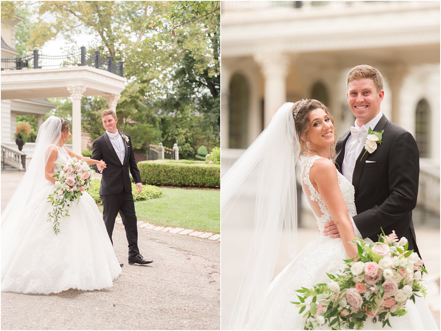 newlyweds walk outside the Ashford Estate in Allentown NJ