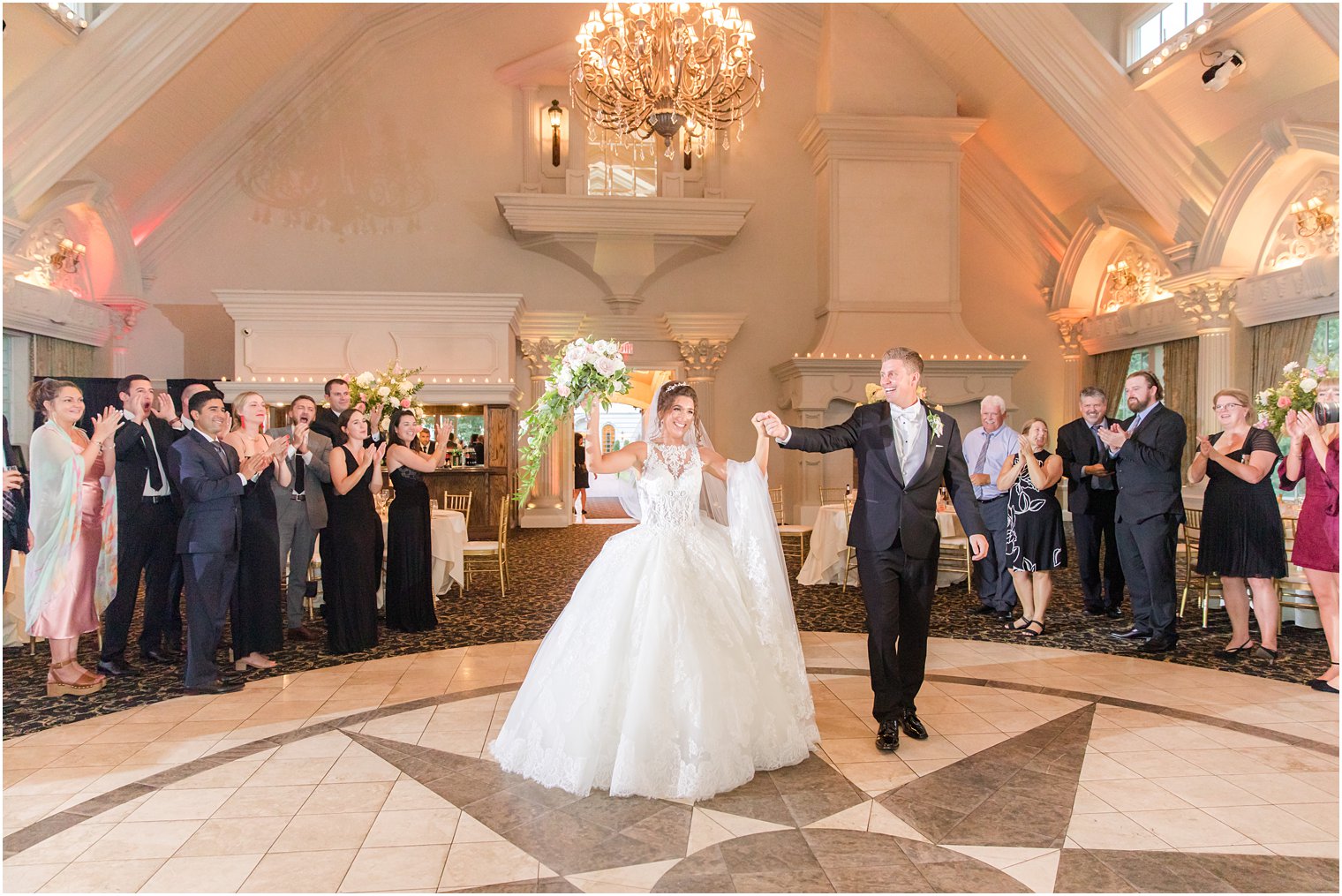 newlyweds enter wedding reception at Ashford Estate 