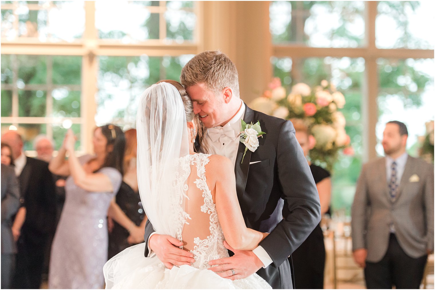 bride and groom have first dance during Allentown NJ wedding reception