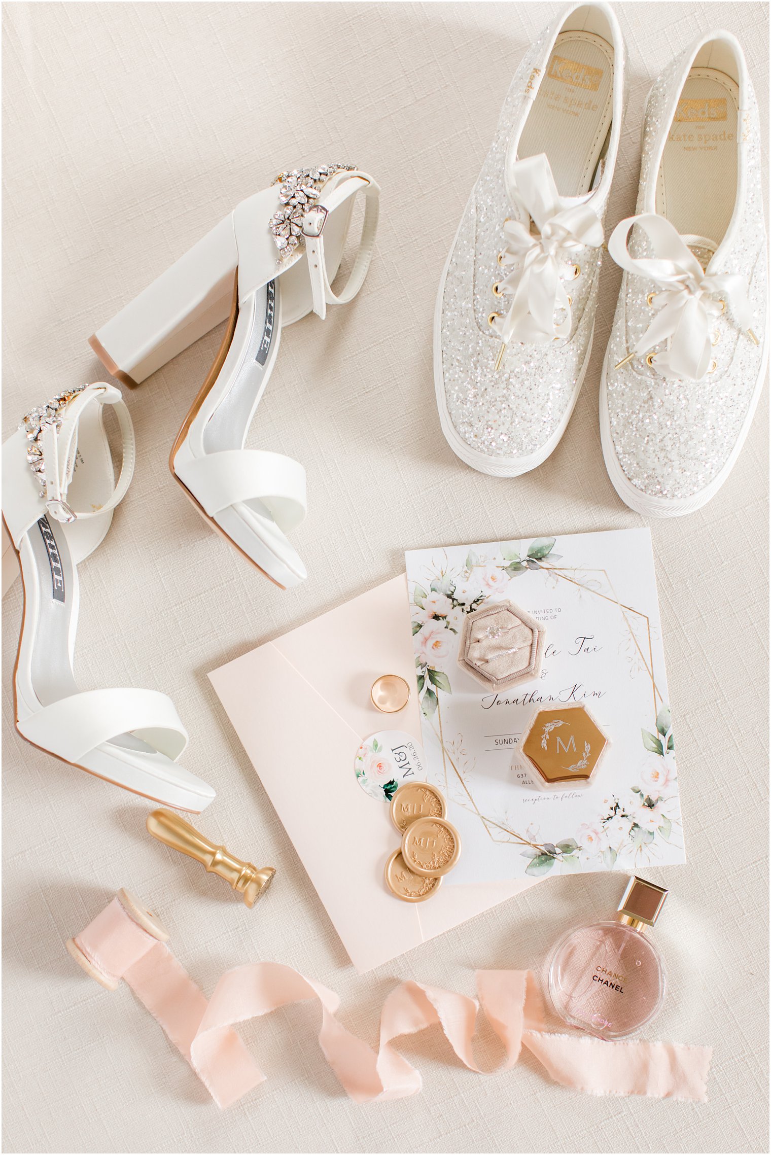 bride's shoes and wedding sneakers for NJ wedding day
