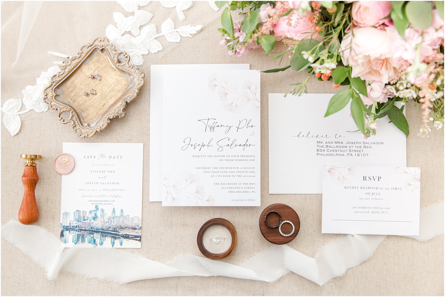 elegant wedding invitations for Philly PA wedding
