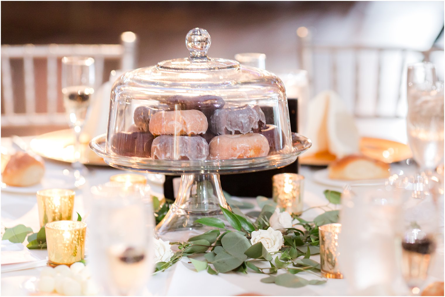 donut centerpieces for Ballroom at the Ben wedding reception 