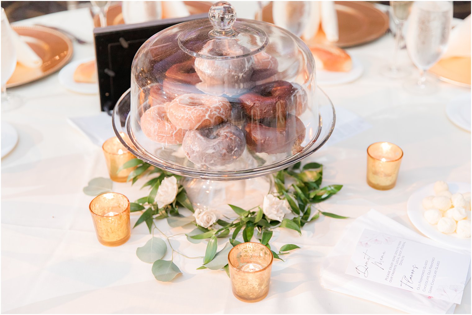 donut centerpieces for Ballroom at the Ben wedding reception 