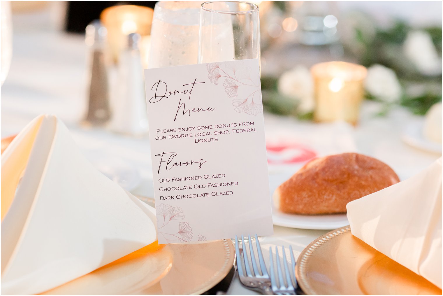 dessert menu for Ballroom at the Ben wedding reception 