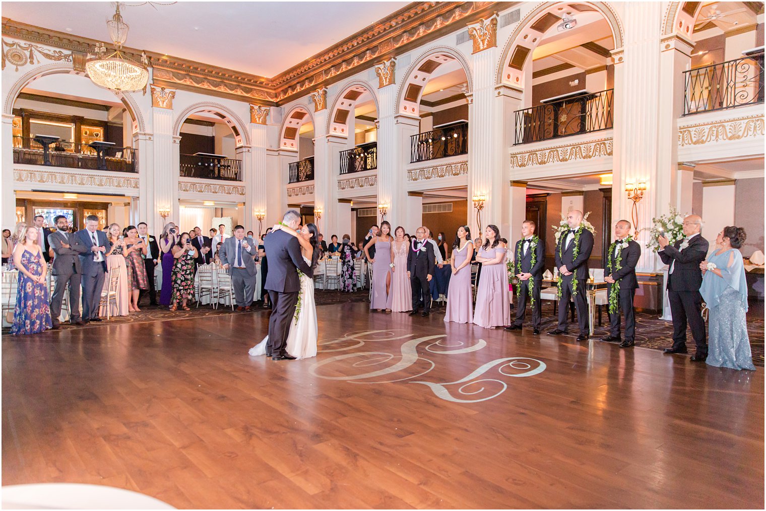 bride and groom have first dance during Ballroom at the Ben wedding reception