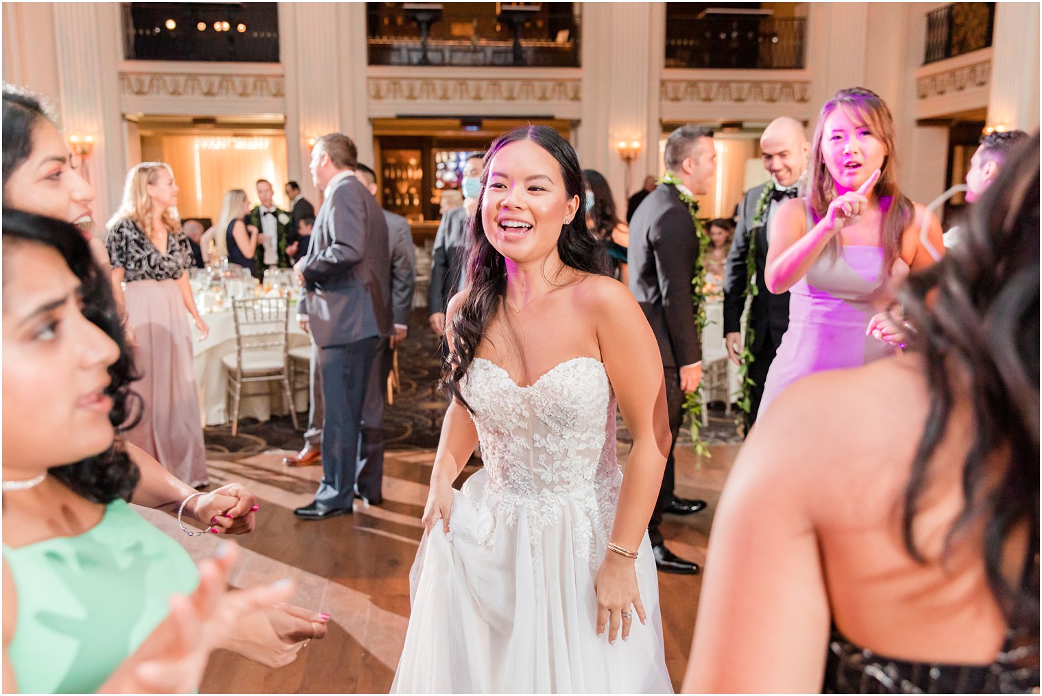 bride dances with guests during Philly PA wedding reception