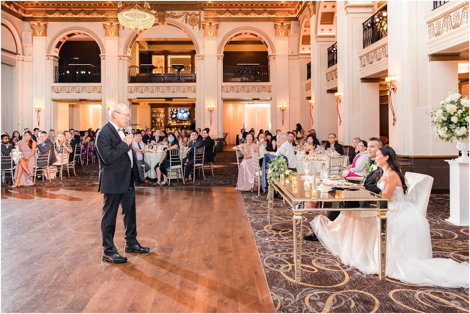 dad toasts newlyweds during Philly PA wedding reception