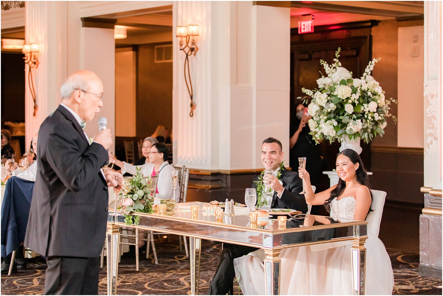 father gives toast during Philly PA wedding reception